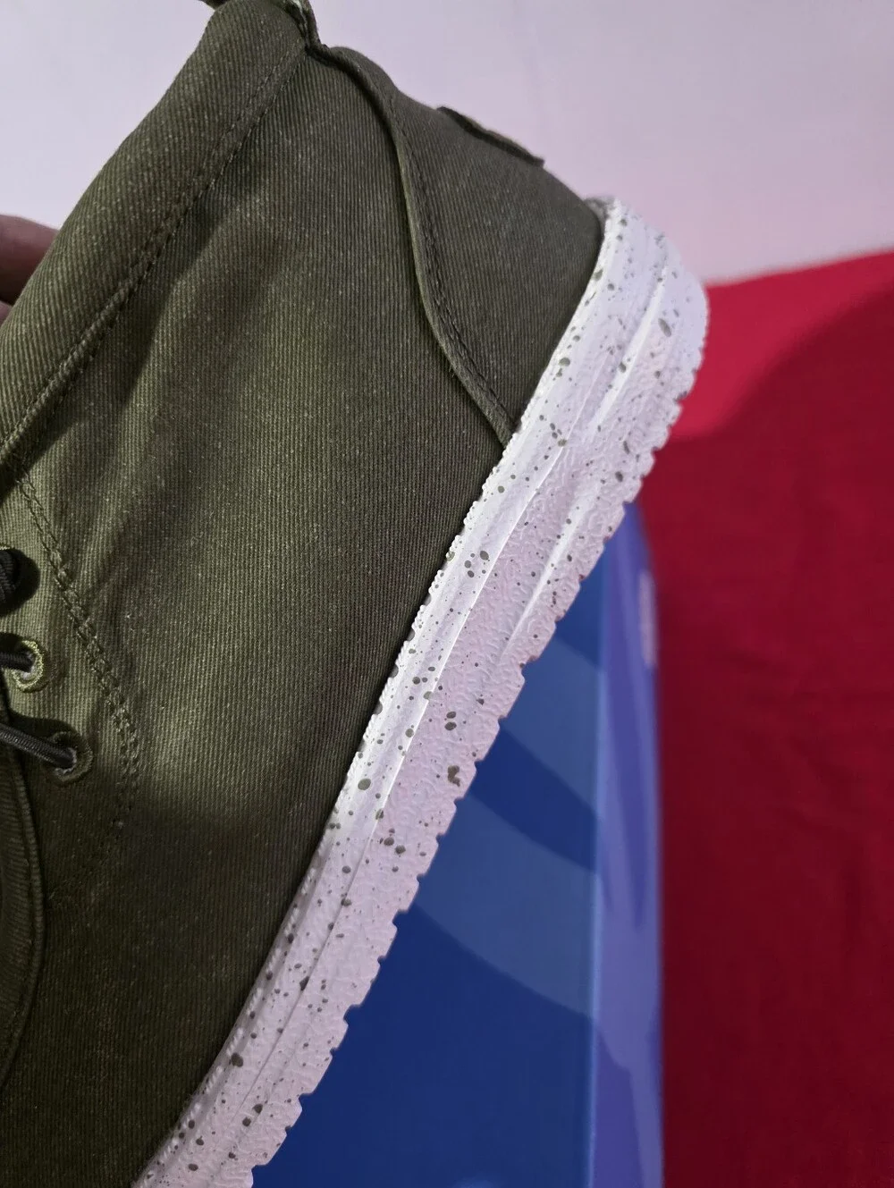 Hey Dude Olive Canvas Boots with White Speckled Sole